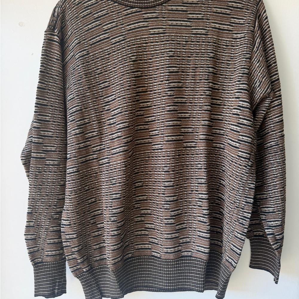 Pronto Uomo Men's Crewneck Sweater - Brown and Black